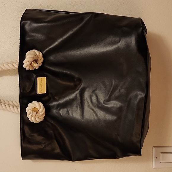 Christian LaCroix Amaryllis black and white with rope handles Tote - Picture 8 of 16